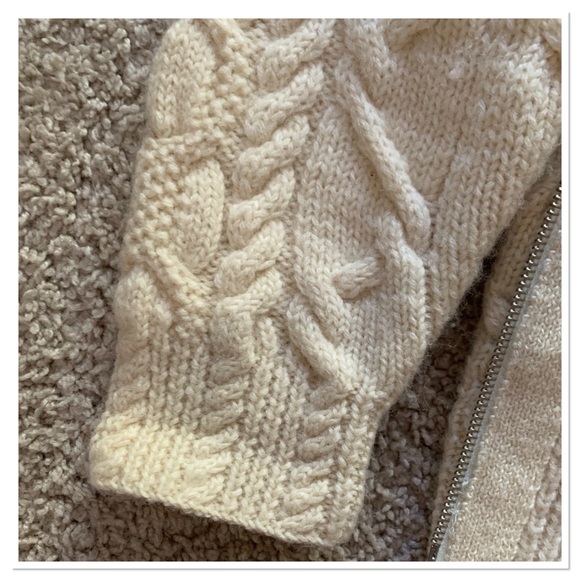 Lauren Ralph Lauren Wool Oversized Cableknit Cardigan Sweater Cream Size Medium - Picture 4 of 6